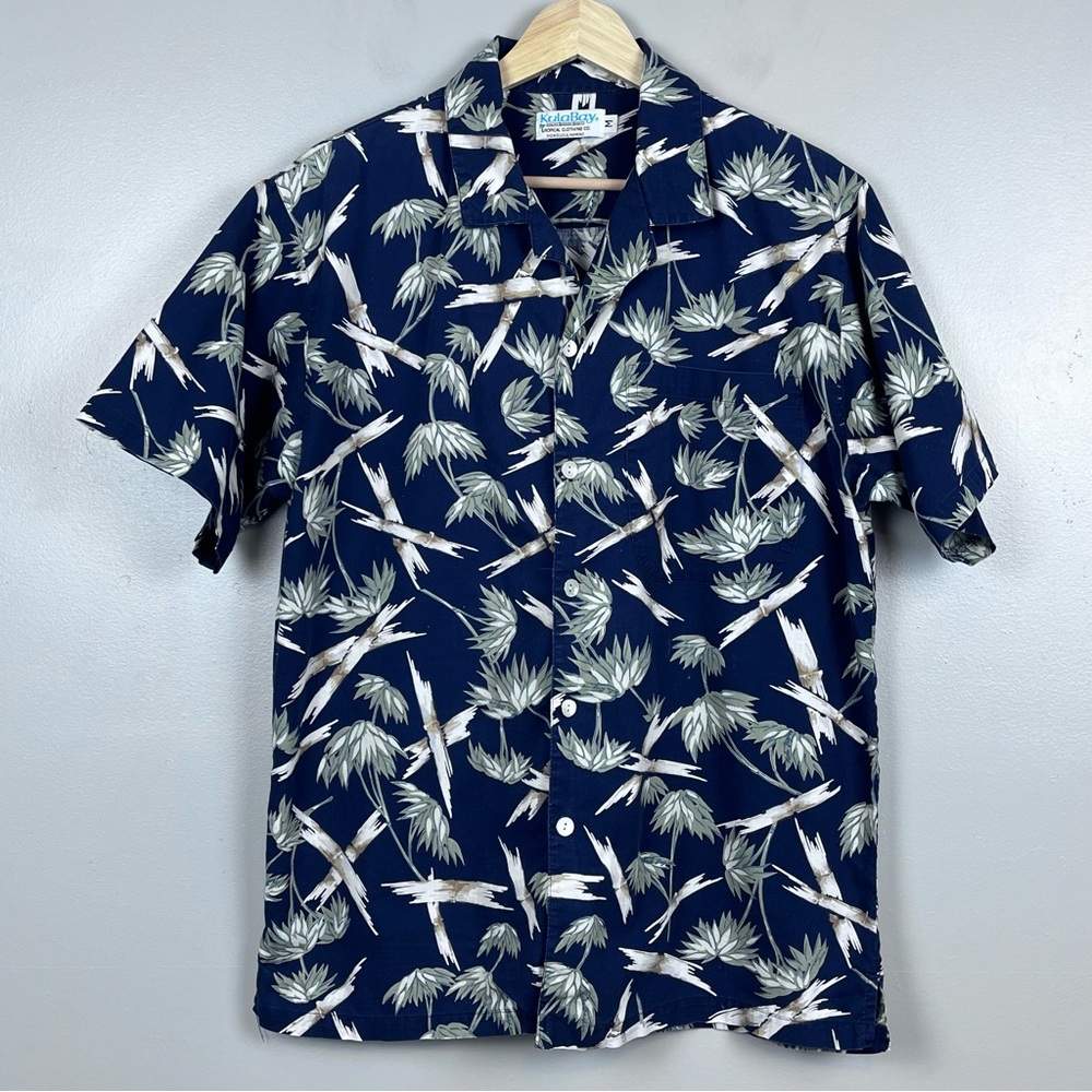 Kulabay Men's 100% Cotton Bamboo Pattern Hawaiian Shirt Size M; Tropical, Beach